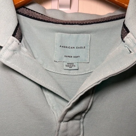 American Eagle Outfitters Men’s Super Soft Icon Green Polo Shirt Size Med NWOT - Picture 2 of 6